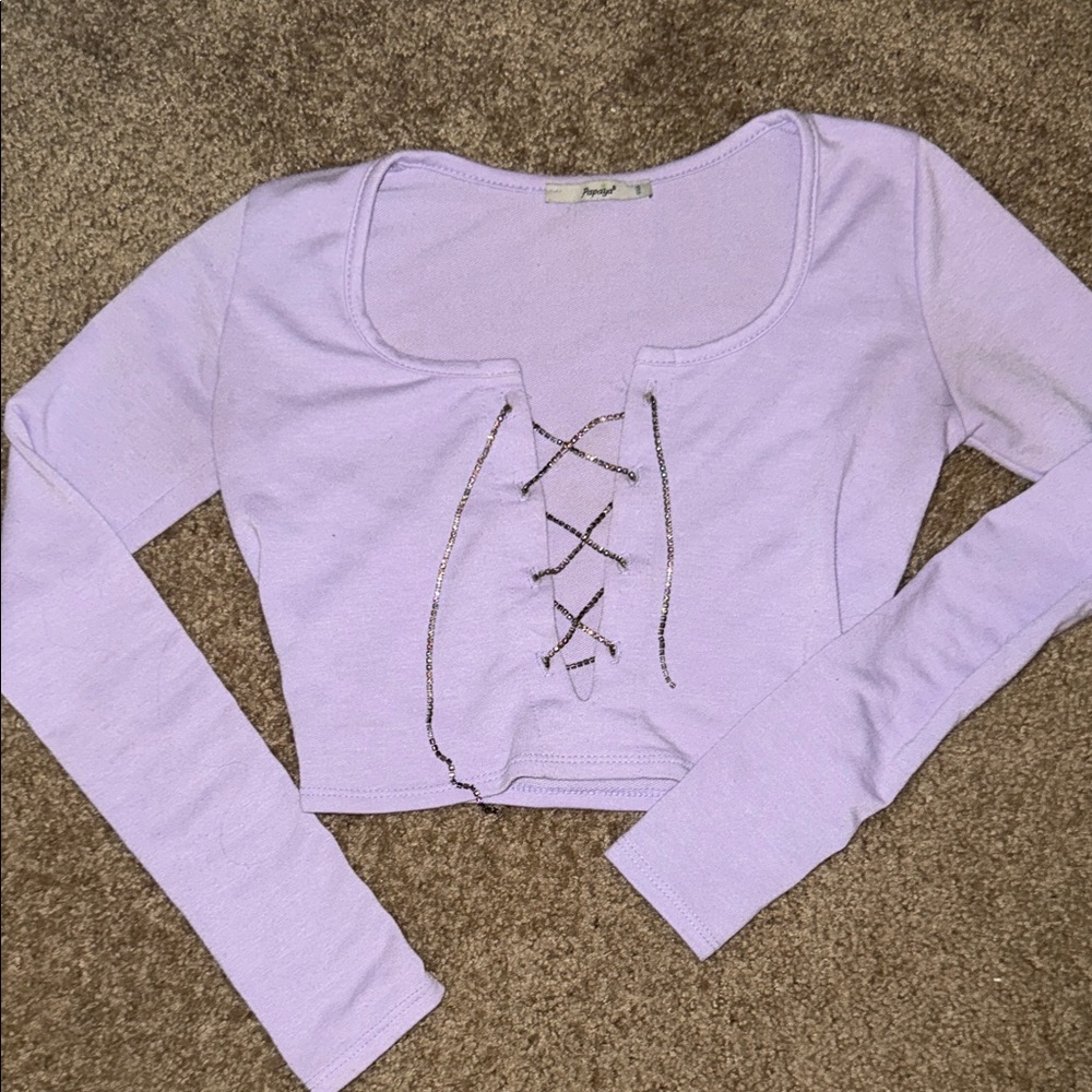 Papaya Lilac Lace-Up Crop Top